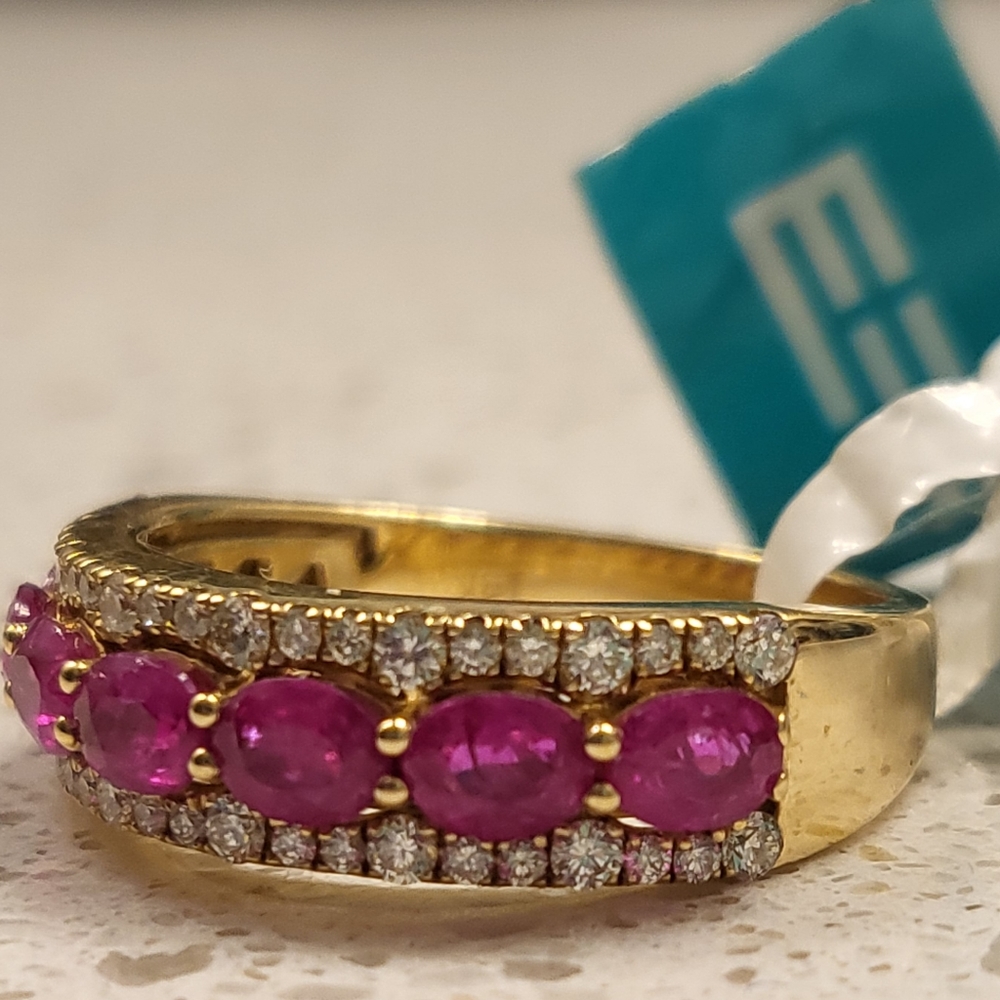EFFY, Ruby and Diamond ring I n 14K yellow gold. - Picture 4 of 5